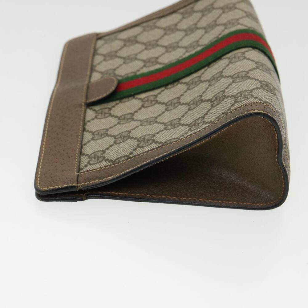 GUCCI GG Canvas Web Sherry Line Clutch Bag Beige Red Green - Picture 4 of 16